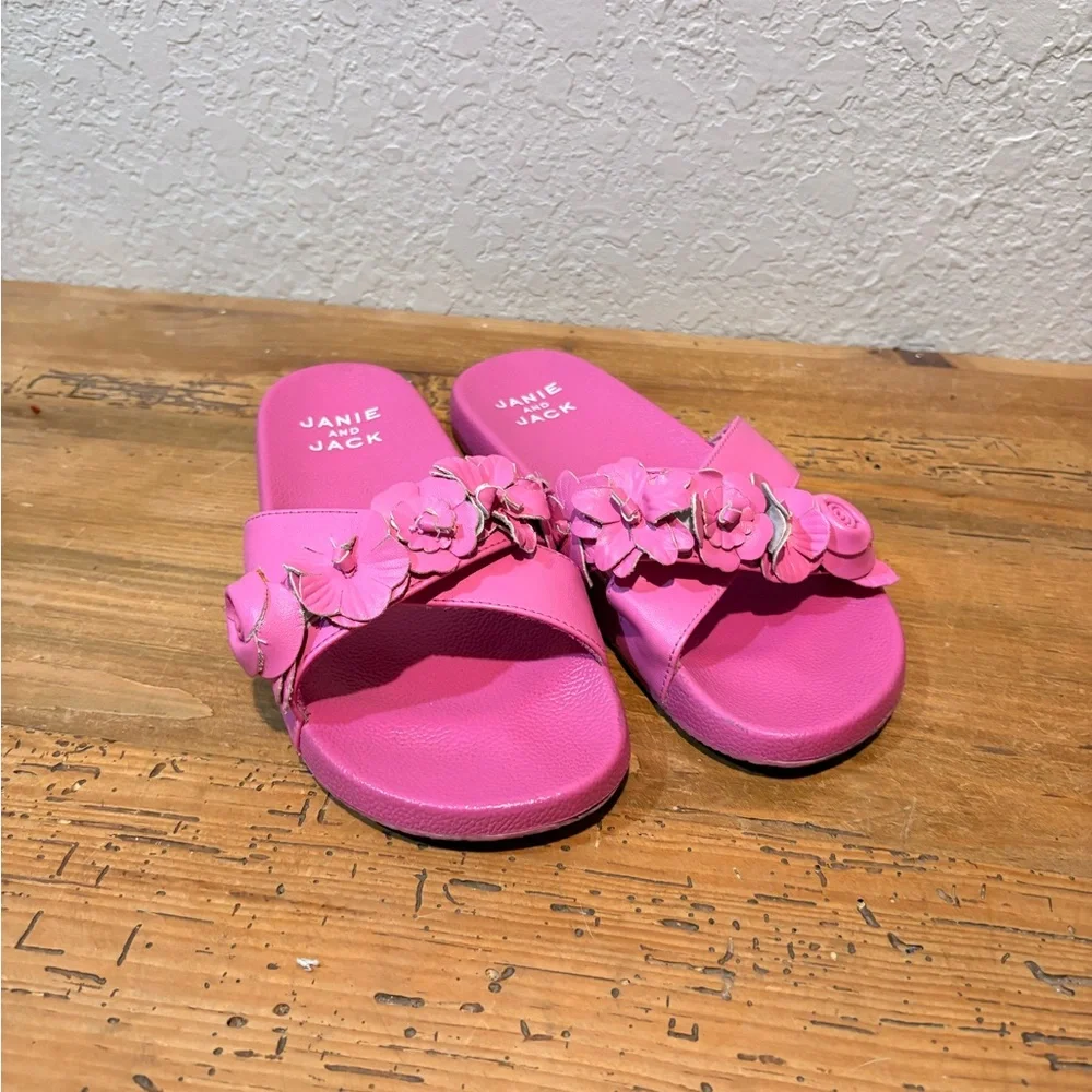 Janie and Jack Girls Floral Pink Pool Side Slide Sandals